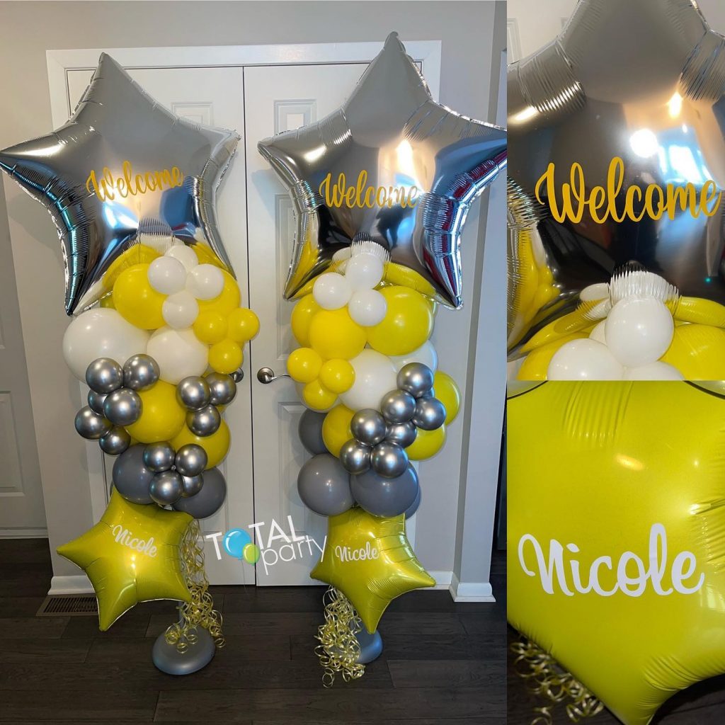 A cheerful delivery for a Welcome to the Office celebration!  Welcome to your new office at #edwardjones Nicole 😃
#celebrateeverything #corporateevents #corporatecolors #balloonsbytotalparty #balloonsnearme #yellowandgray