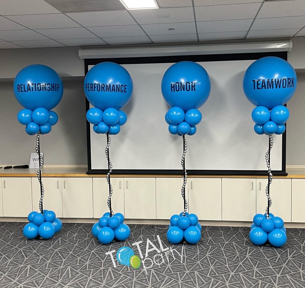 Corporate clients need to see their Core Values front and center. 
We can customize balloons balloons for any occasion!
#customballoons #personalizedballoons #corevalues #ballooncolumns #corporateevents #totalparty