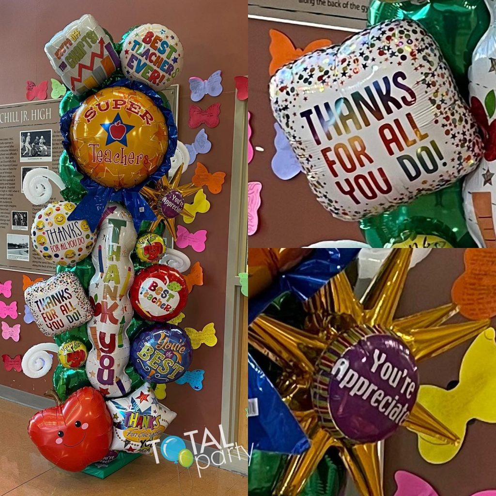 It’s Teacher Appreciation week!  Thank you to all of the teachers in our district and beyond!  You are appreciated!  You are awesome. Thanks for all you do for our kiddos!
#teacherappreciationweek #thebestteachers #eastbrunswicknj  #showyourappreciation #latexfreeballoondecor #balloonsbytotalparty