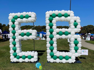 Jumbo balloon letter sculptures for East Brunswick Day outdoor balloon decor