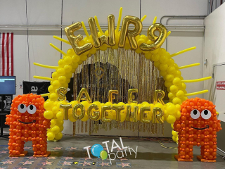 Balloon display for Amazon safety program sun arch with Peccy figures