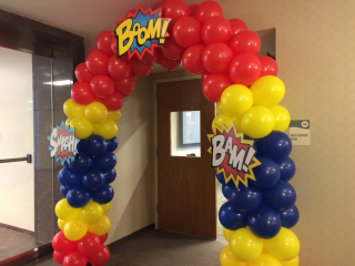 Super hero balloon arch SHI product showcase
