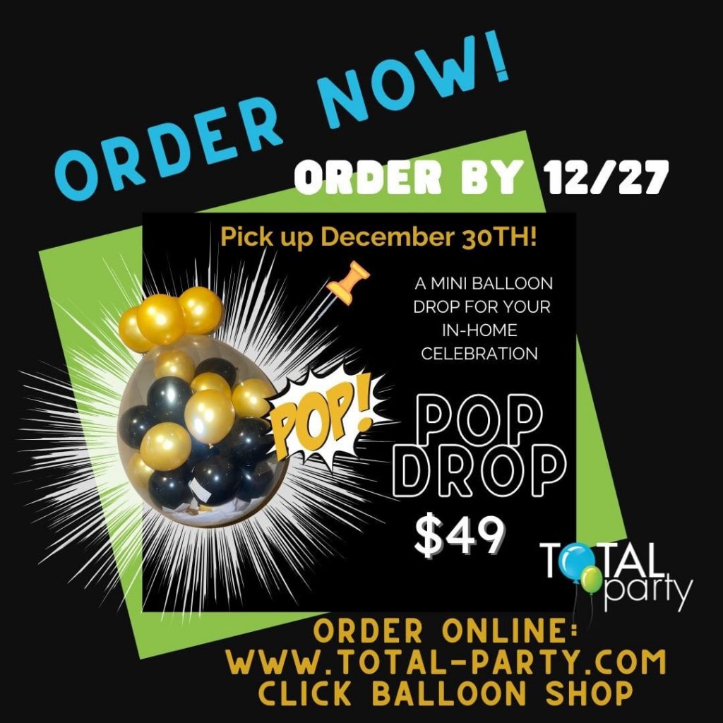 Time to order your NYE Pop Drops!!
Choose black, gold and silver or bright colors. 
Order by 12/27. Link in comments. 
Pick Up only on 12/30. 
🎉🎉🎉🎉🎉